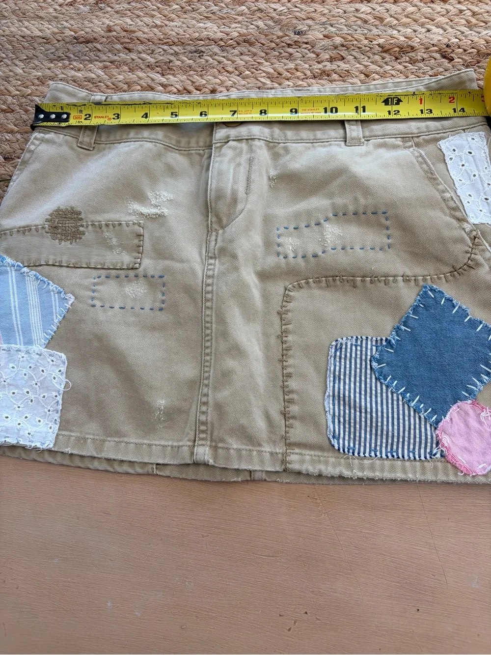 Girls size 16 Ralph Lauren vintage patchwork khaki miniskirt- rare find